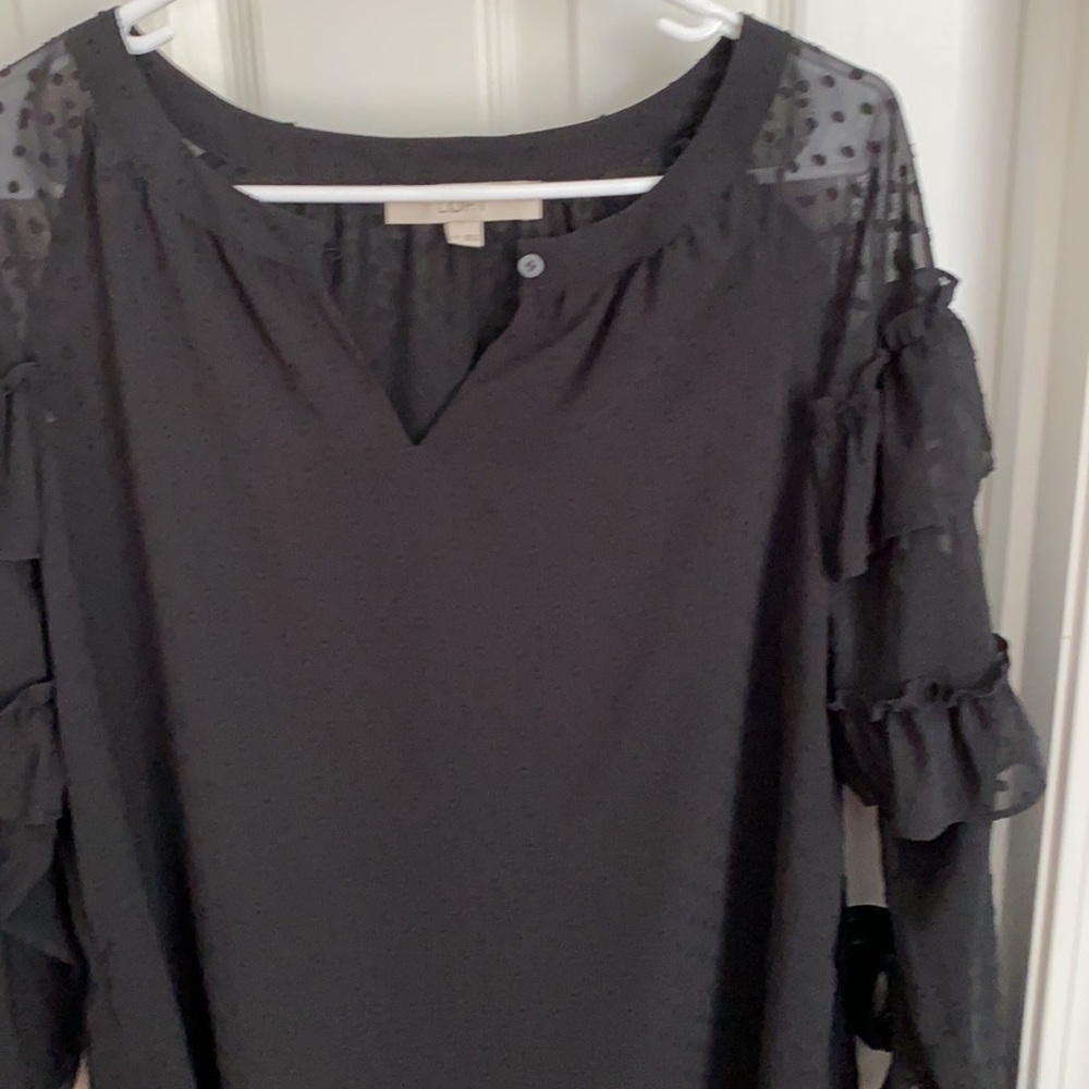 Loft black ruffled top - Picture 2 of 4